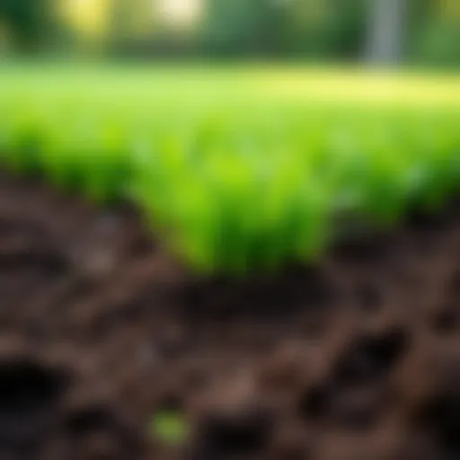 A close-up view of rich, healthy soil ready for grass planting.