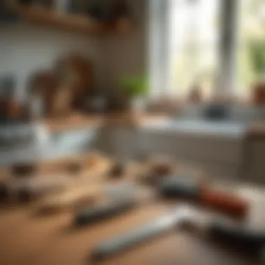 Installation tools and setup for kitchen cabinets