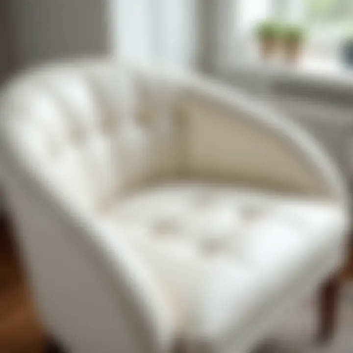 Before and after cleaning a stained white leather chair