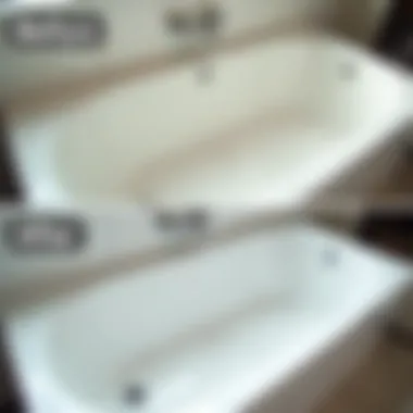 Before and after of a cleaned fiberglass tub