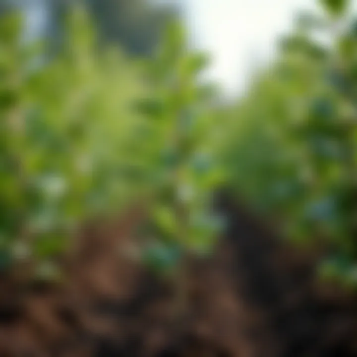 A variety of apple saplings ready for planting in well-prepared soil.