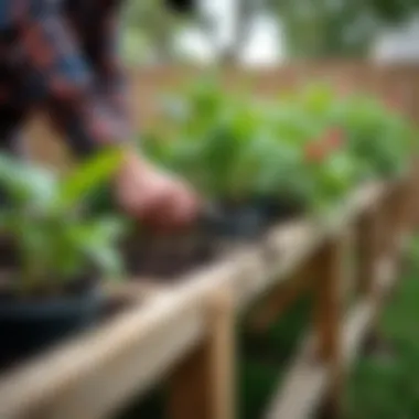 A DIY enthusiast assembling a horizontal trellis, demonstrating the construction method with tools and materials.