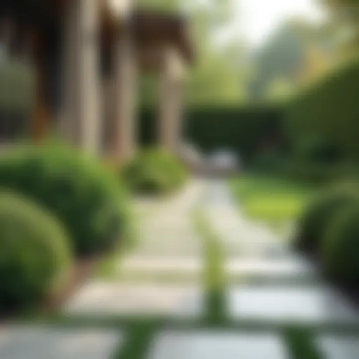 A neatly arranged outdoor area with clean paving stones