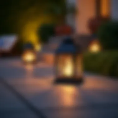 Close-up of a solar lantern integrated into patio decor, enhancing the ambiance.