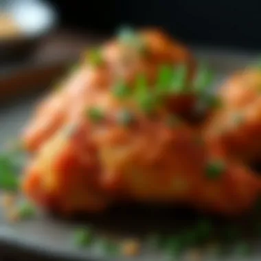 Juicy air-fried chicken garnished with herbs