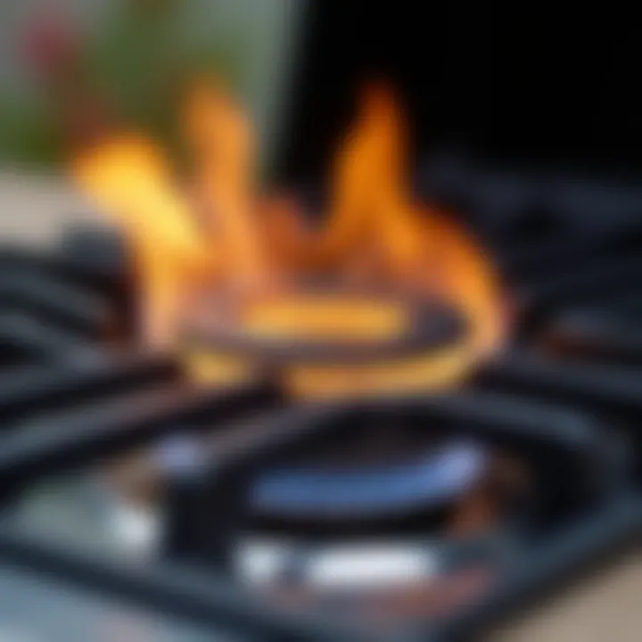 Detailed view of a gas BBQ burner showcasing its intricate design and functionality.