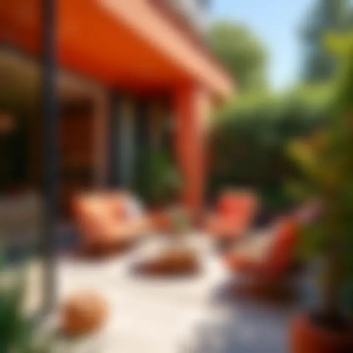 Vibrant color palette used in a modern patio setting
