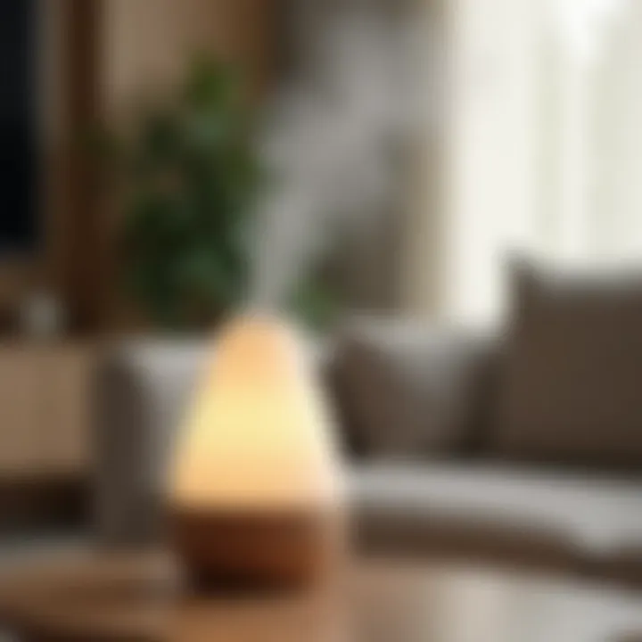 Modern ultrasonic diffuser in a stylish living room