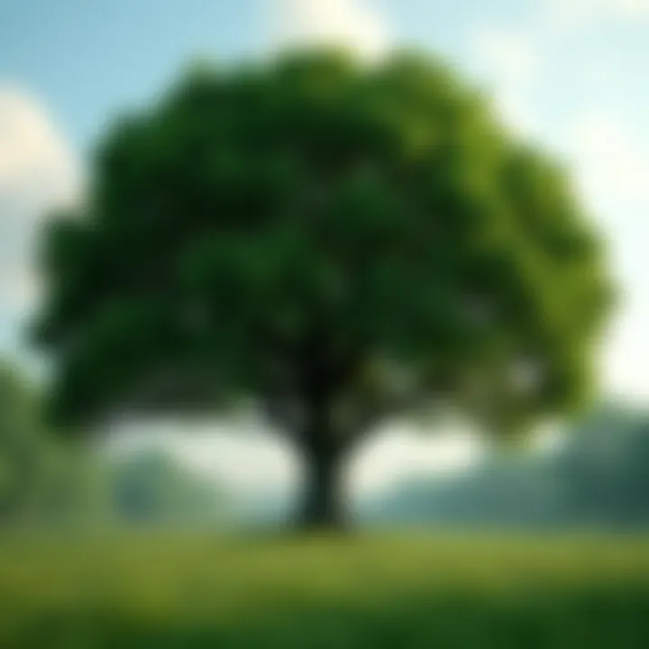 Lush canopy of a fast-growing large shade tree