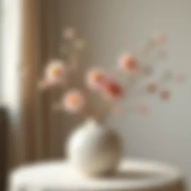 Artistic display of minimalist vase decor with flowers