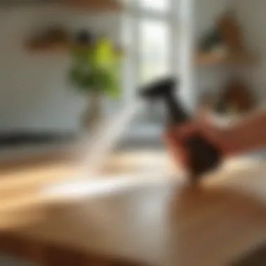 Using Commercial Cleaners on Wooden Surfaces Commercial cleaner application on wood