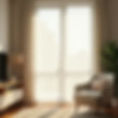Stylish Sheer Panels Stylish sheer panels softly diffusing sunlight