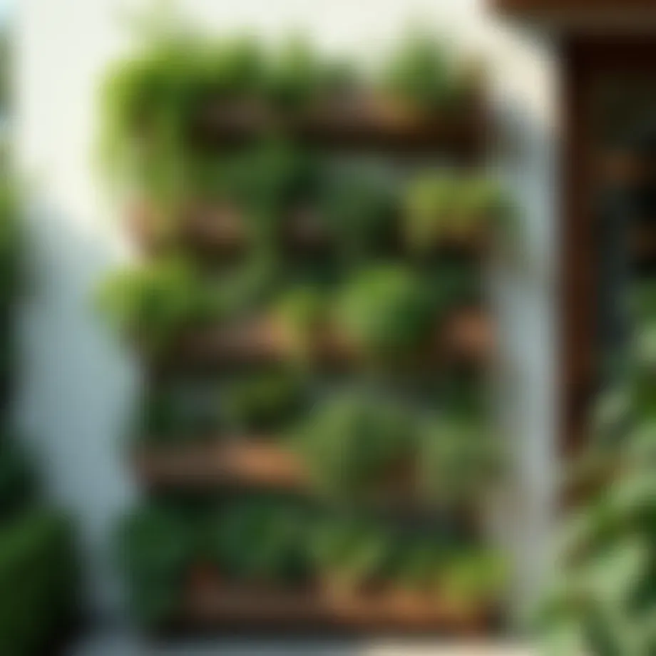 Vertical garden storage solution featuring green plants and tools