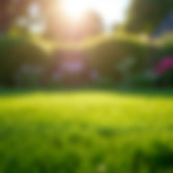 Healthy lawn thriving in sunny conditions