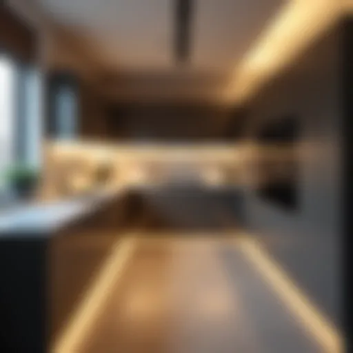 Well-designed recessed lighting arrangement in a modern kitchen