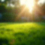 Vibrant green lawn under sunlight