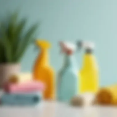 A close-up of sustainable cleaning supplies arranged aesthetically