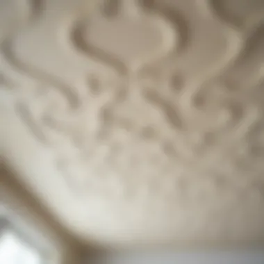 A close-up view of the texture and finish of a well-maintained stucco ceiling.