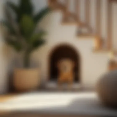 Cozy Interior of Under Stairs Dog House Cozy interior of a dog house located under the stairs