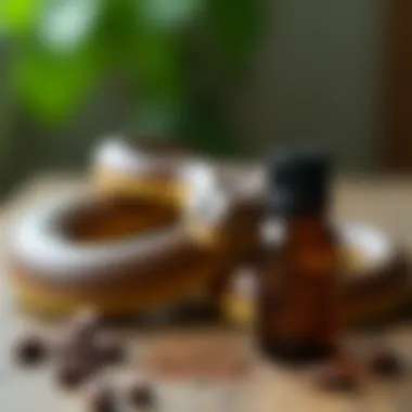 Close-up of natural repellents made from essential oils