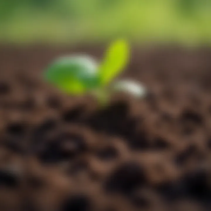 Close-up of soil with visible pest damage