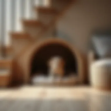 Unique materials used for an under-the-stairs dog house