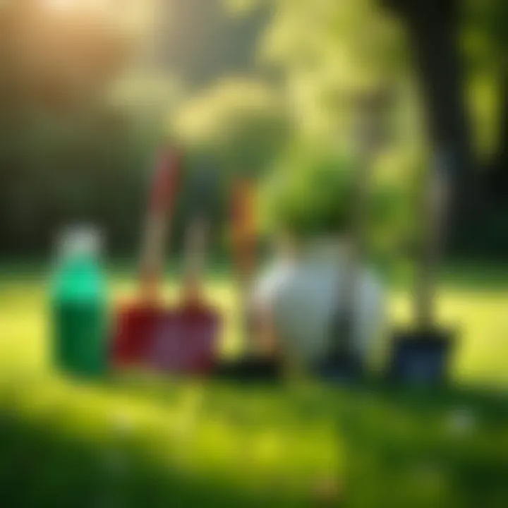 An array of tools essential for applying liquid fertilizer in garden care